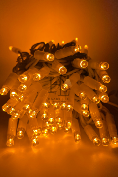10 Metre Amber (Sarı) İp Led Yılbaşı Süsü IP65 Dış Mekan Eklenebilir Beyaz Kablolu Dekoratif Led Işık