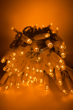 10 Metre Amber (Sarı) İp Led Yılbaşı Süsü IP65 Dış Mekan Eklenebilir Beyaz Kablolu Dekoratif Led Işık