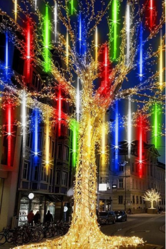 8 Tüp RGB Meteor Led Işık Yağmur Işıkları Eklenebilir IP65 Dış Mekan Dekoratif Yılbaşı Süsü
