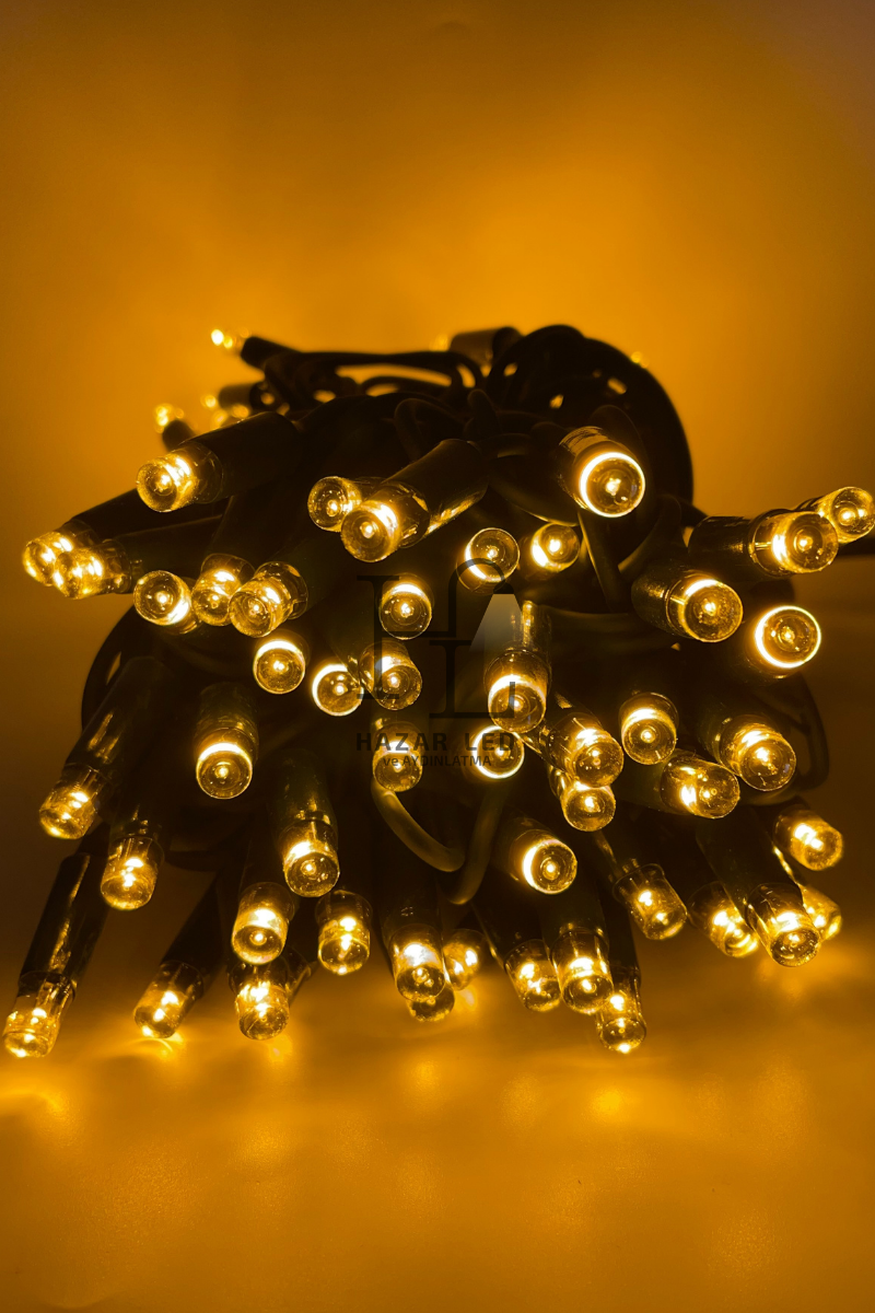 10 Metre Amber (Sarı) İp Led Yılbaşı Süsü IP65 Dış Mekan Eklenebilir Yeşil Kablolu Dekoratif Led Işık