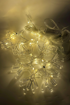 3 Metre Kar Tanesi Yıldız Perde Led Gün Işığı IP64 Dış Mekan Eklenebilir Fonksiyonlu Dekoratif Led Işık Yılbaşı Süsü