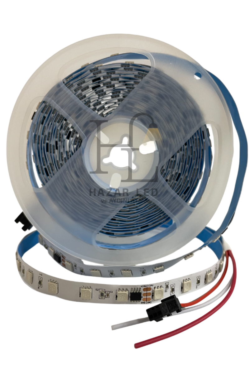 24 Volt WS2811 ARGB Adreslenebilir Pixel Şerit Led IP20 İç Mekan Magic Led 60 Ledli 5 Metre