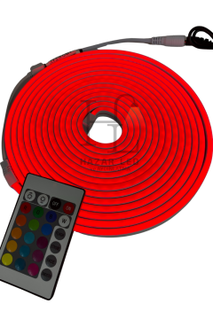 220 Volt RGB Esnek Neon Şerit Led Set Kumandalı IP65 Dış Mekan 5 Metre