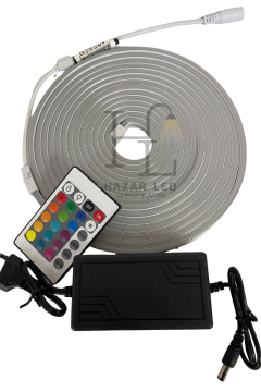 220 Volt RGB Esnek Neon Şerit Led Set Kumandalı IP65 Dış Mekan 5 Metre