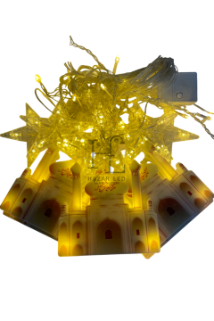 3 Metre 2 Minare Yıldız Saçak Led Gün Işığı IP44 İç Mekan Eklenebilir Fonksiyonlu Ramazan Dekoratif Led Işık Ramazan Süsü