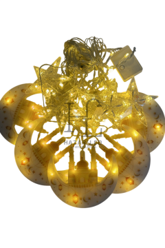 3 Metre Hilal Camii Ve Yıldız Saçak Led Gün Işığı IP44 İç Mekan Eklenebilir Fonksiyonlu Ramazan Dekoratif Led Işık Ramazan Süsü