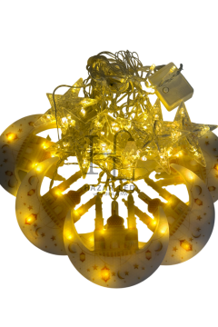 3 Metre Hilal Camii Ve Yıldız Saçak Led Gün Işığı IP44 İç Mekan Eklenebilir Fonksiyonlu Ramazan Dekoratif Led Işık Ramazan Süsü