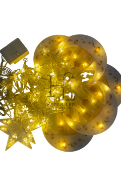 3 Metre Hilal Camii Ve Yıldız Saçak Led Gün Işığı IP44 İç Mekan Eklenebilir Fonksiyonlu Ramazan Dekoratif Led Işık Ramazan Süsü