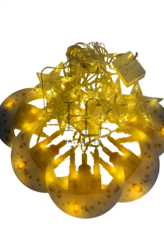 3 Metre Hilal Camii Ve Yıldız Saçak Led Gün Işığı IP44 İç Mekan Eklenebilir Fonksiyonlu Ramazan Dekoratif Led Işık Ramazan Süsü