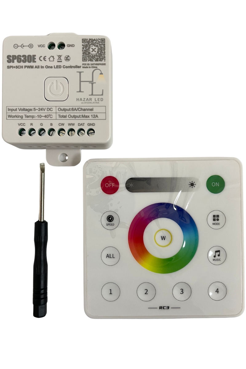 SP630E Duvar Tipi RGB Pixel Şerit Led Kontrol Cihazı 12-24 Volt