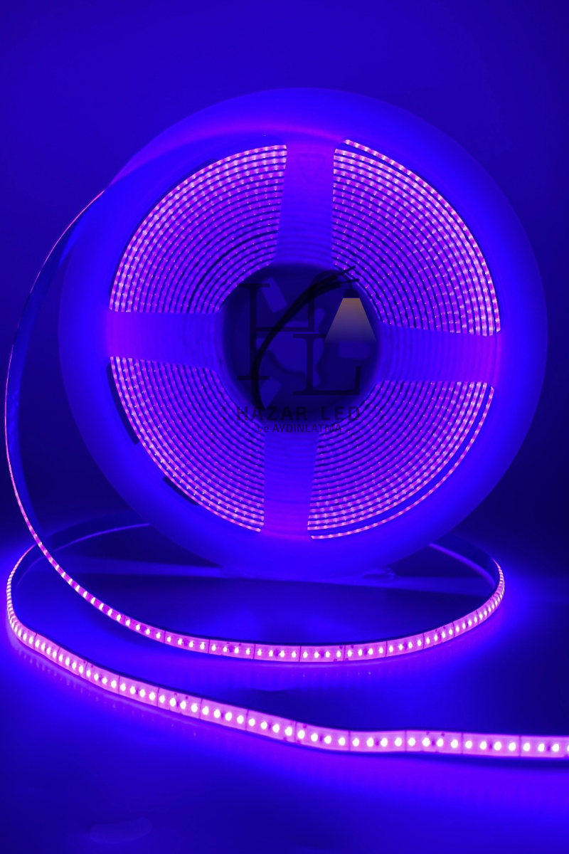 5 Volt 5MM 400 Ledli İnce Esnek Cob Şerit Led Mor IP20 5 Metre
