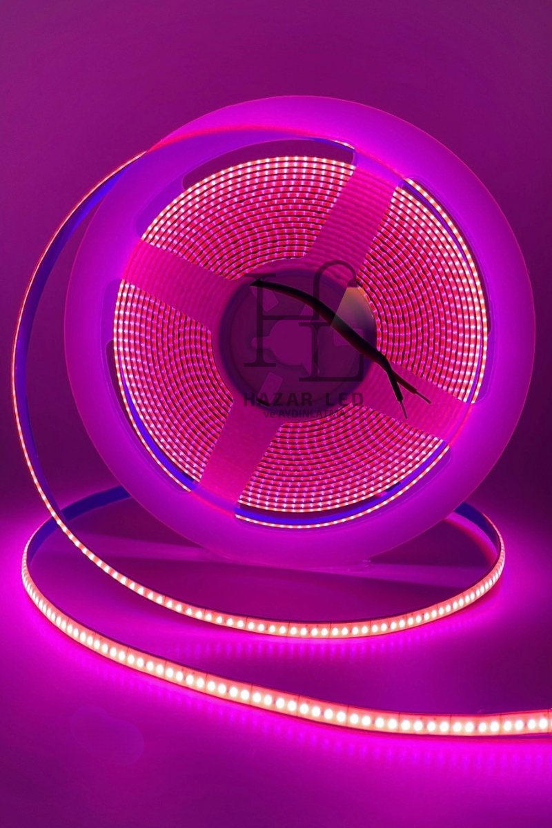 5 Volt 5MM 400 Ledli İnce Esnek Cob Şerit Led Pembe IP20 5 Metre