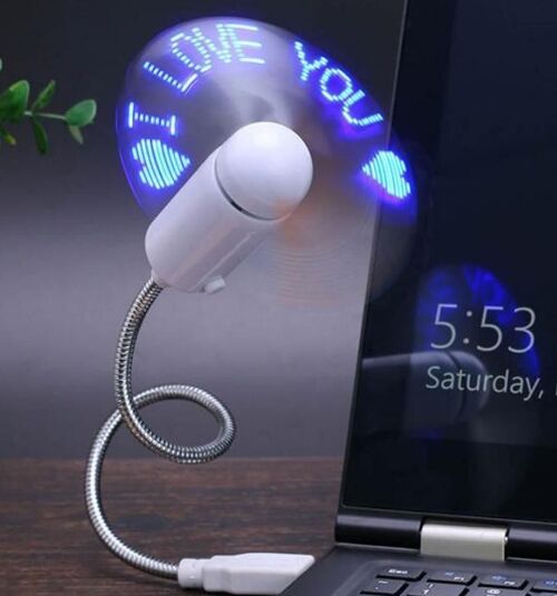 Mini USB Ledli I Love You Yazılı Fan, Mini USB Vantilatör
