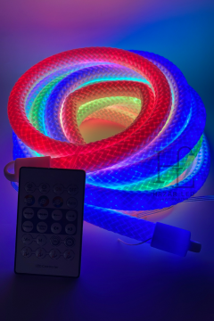 5 Volt USB Girişli 360 Derece RGB-IC Pixel Neon Şerit Led Bluetooth Ve RF Kumandalı 5M