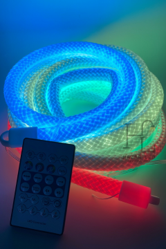 5 Volt USB Girişli 360 Derece RGB-IC Pixel Neon Şerit Led Bluetooth Ve RF Kumandalı 5M