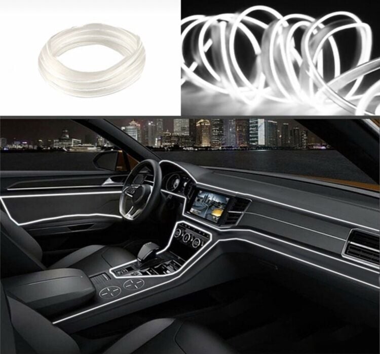 Araç İçi Neon Şerit Led 3 Metre Beyaz (Torpido Ledi)