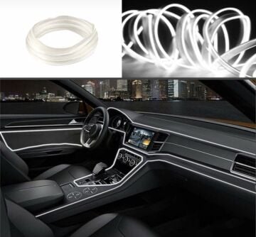 Araç İçi Neon Şerit Led 3 Metre Beyaz (Torpido Ledi)