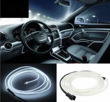 Araç İçi Neon Şerit Led 3 Metre Beyaz (Torpido Ledi)