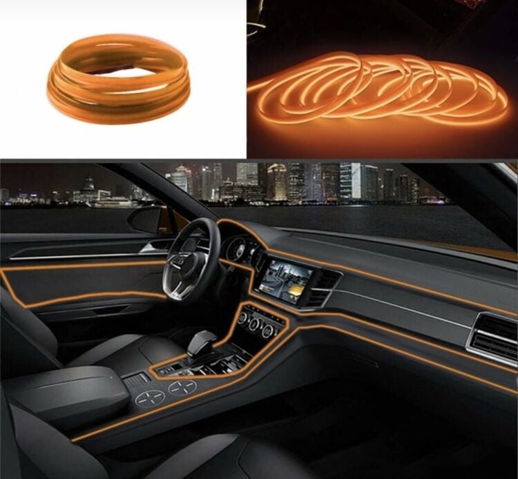 Araç İçi Neon Şerit Led 3 Metre Turuncu (Torpido Ledi)