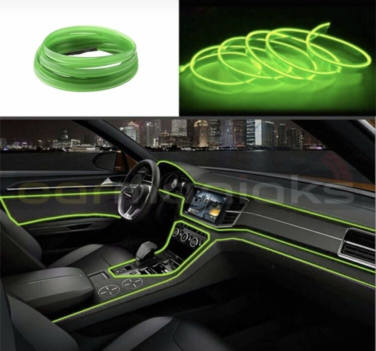 Araç İçi Neon Şerit Led 3 Metre Yeşil (Torpido Ledi)