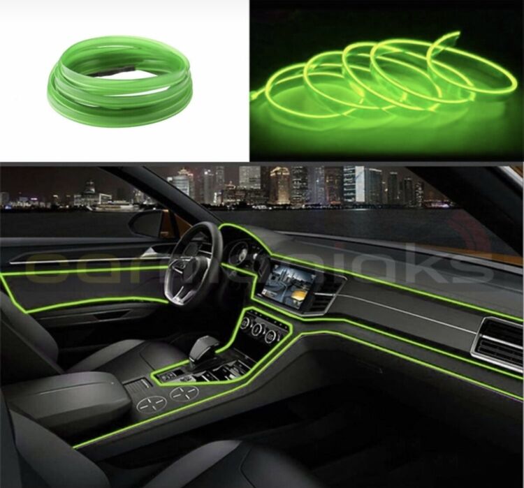 Araç İçi Neon Şerit Led 3 Metre Yeşil (Torpido Ledi)