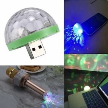 Müziğe Ve Sese Duyarlı Usb Girişli Araç Içi Mini Disko Topu