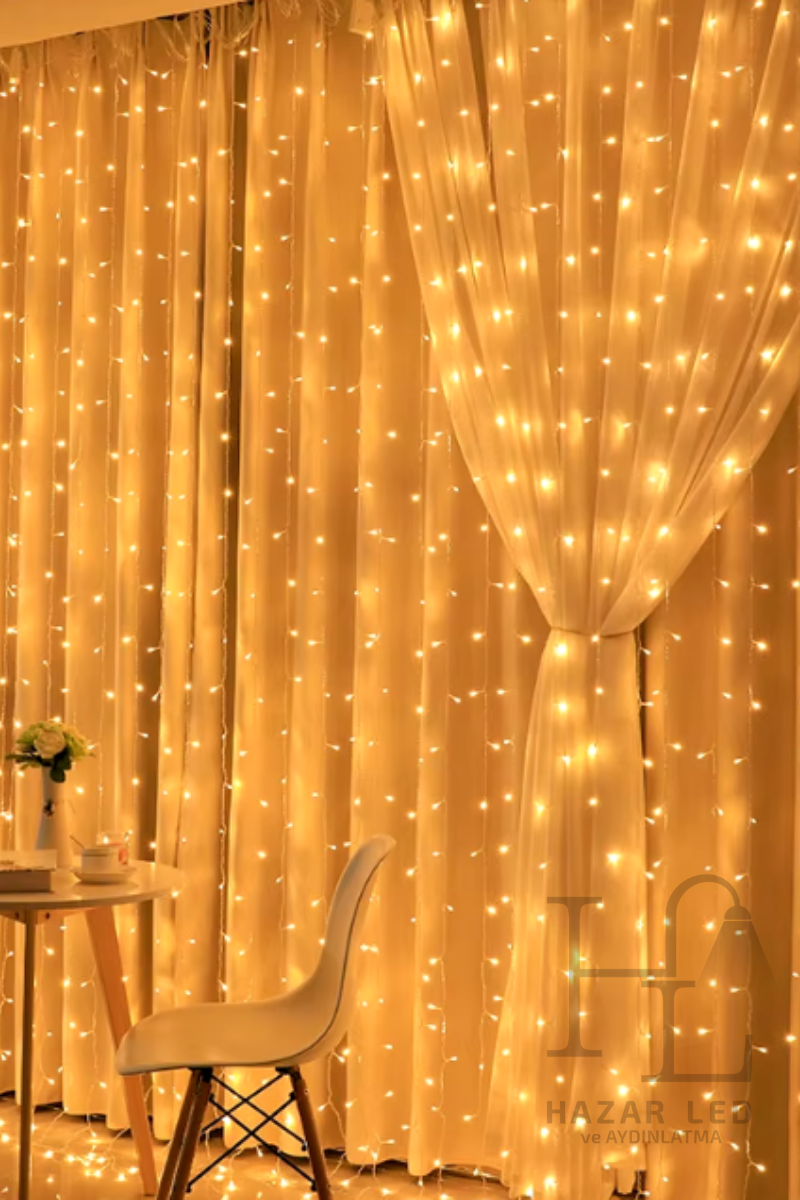 2x2 Metre Pilli Perde Led Işık Gün Işığı Eklemeli Fonksiyonlu Dekoratif Led Işık Yılbaşı Süsü