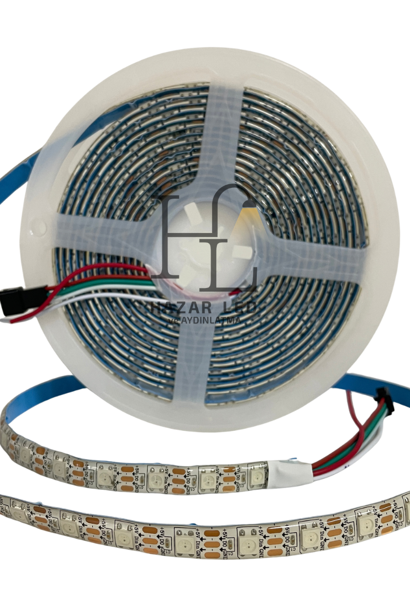 5 Volt Adreslenebilir WS2812B ARGB Pixel Şerit Led IP65 Dış Mekan Magic Led Metrede 60 Led 5M