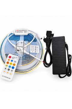 12 Volt Tunable Çift Renkli Cob Şerit Led Set CCT RF Kumandalı IP20 İç Mekan 5 Metre