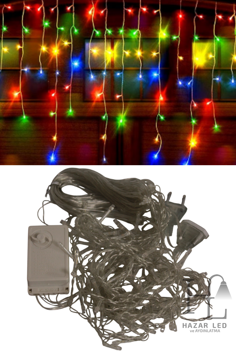 4.5 Metre Saçak Led 96 Ledli 16 Saçaklı Eklenebilir Kelebek Fonksiyonlu RGB Dekoratif Led Işık Yılbaşı Süsü