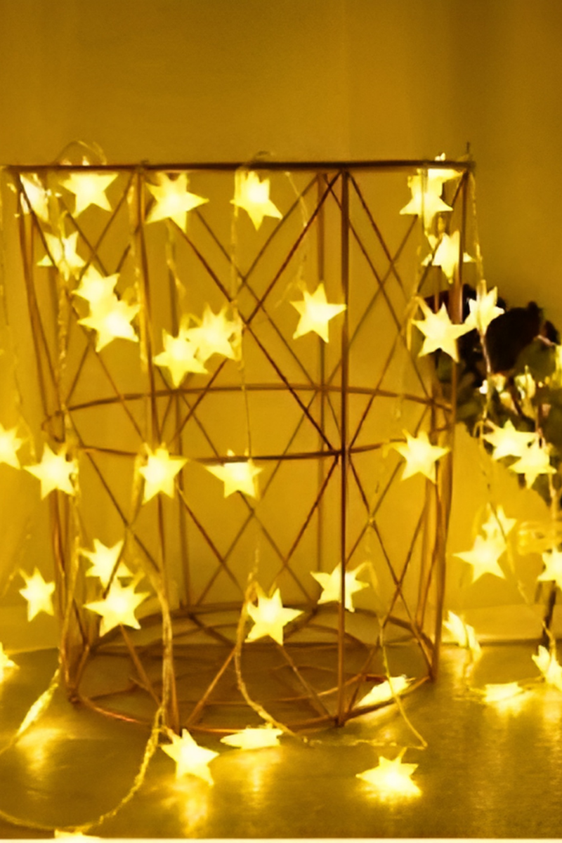 Dekoratif Yıldızlı İp Led Işık 5 Metre 220 Volt Yıldızlı Yılbaşı Süsü Gün Işığı