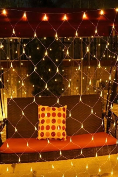 Ağ Led Işık 3x3 File Ağ Perde Led Işık Gün Işığı Eklemeli 240 Ledli Örümcek Ağı Işığı Yılbaşı Süsü