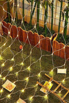 Ağ Led Işık 3x3 File Ağ Perde Led Işık Gün Işığı Eklemeli 240 Ledli Örümcek Ağı Işığı Yılbaşı Süsü