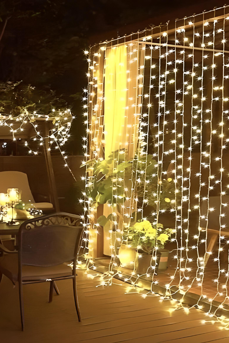 3X2 Metre Perde Led Işık Gün Işığı 8 Fonksiyonlu Eklenebilir Dekoratif Led Işık Yılbaşı Süsü