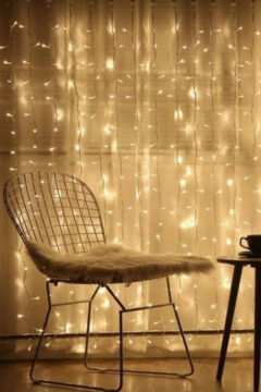 3X2 Metre Perde Led Işık Gün Işığı 8 Fonksiyonlu Eklenebilir Dekoratif Led Işık Yılbaşı Süsü