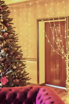 3X2 Metre Perde Led Işık Gün Işığı 8 Fonksiyonlu Eklenebilir Dekoratif Led Işık Yılbaşı Süsü