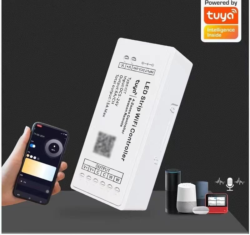 Tuya Destekli Wifi Kontrollü RGBW Şerit Led Kontrol Devresi 5-24 Volt