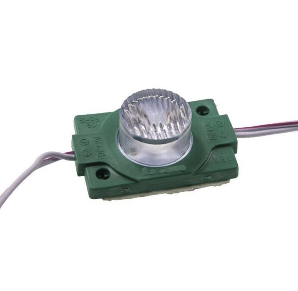 12 Volt 1.5 Watt Tek Mercekli Modül Led Yeşil (10 Adet)