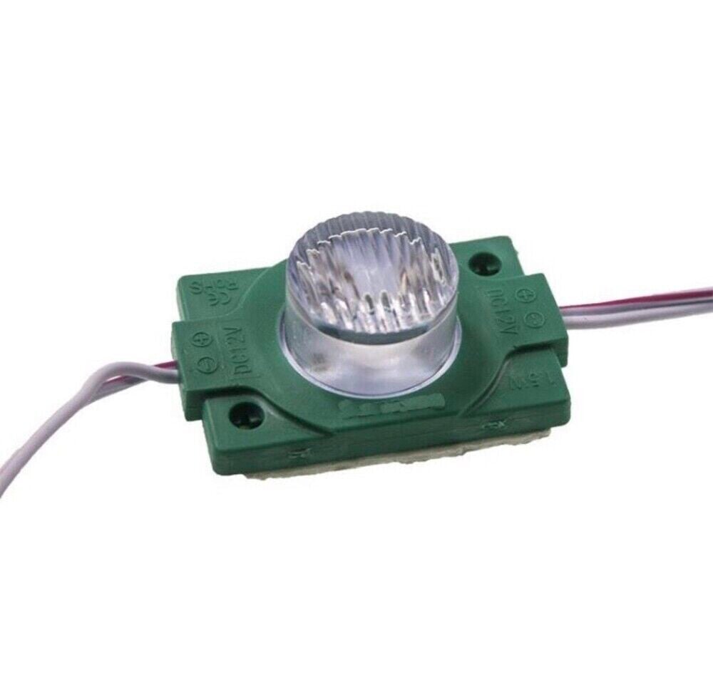 12 Volt 1.5 Watt Tek Mercekli Modül Led Yeşil (10 Adet)