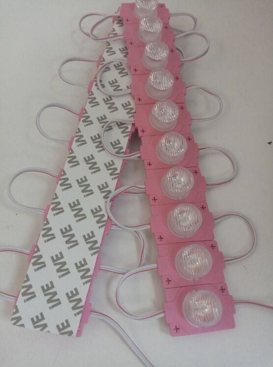 12 Volt 1.5 Watt Tek Mercekli Modül Led Pembe (10 Adet)