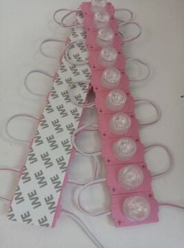 12 Volt 1.5 Watt Tek Mercekli Modül Led Pembe (10 Adet)