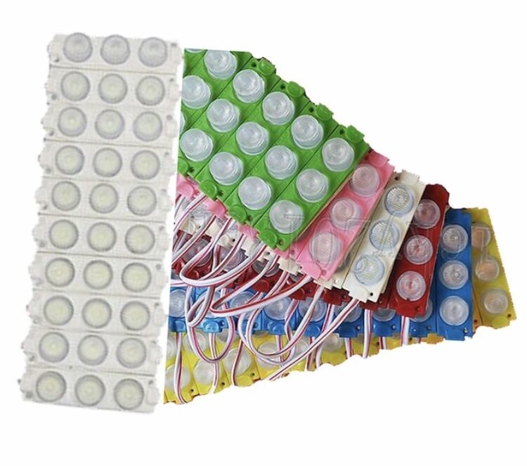 12 Volt 3’lü Lensli 3 Watt 3030 Reklamcı Modül Pembe (10 Adet)