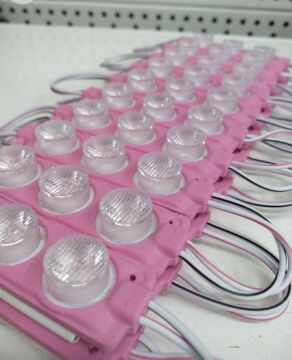 12 Volt 3’lü Lensli 3 Watt 3030 Reklamcı Modül Pembe (10 Adet)
