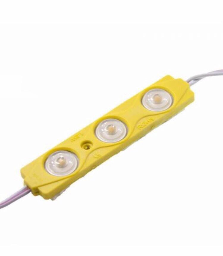 12 Volt 1.2 Watt 3’lü Mercekli 2835 Modül Led Sarı Amber (10 Adet)