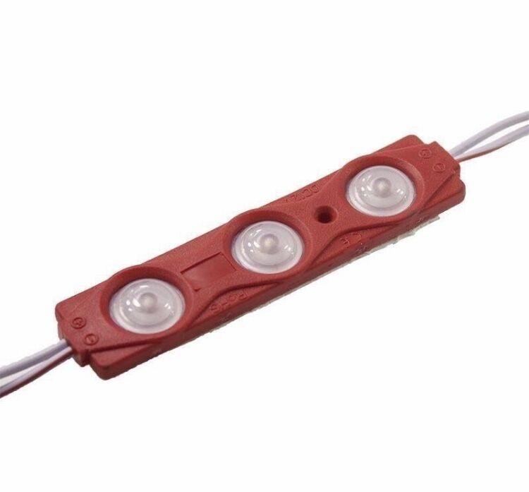 12 Volt 1.2 Watt 3’lü Mercekli 2835 Modül Led Kırmızı (10 Adet)