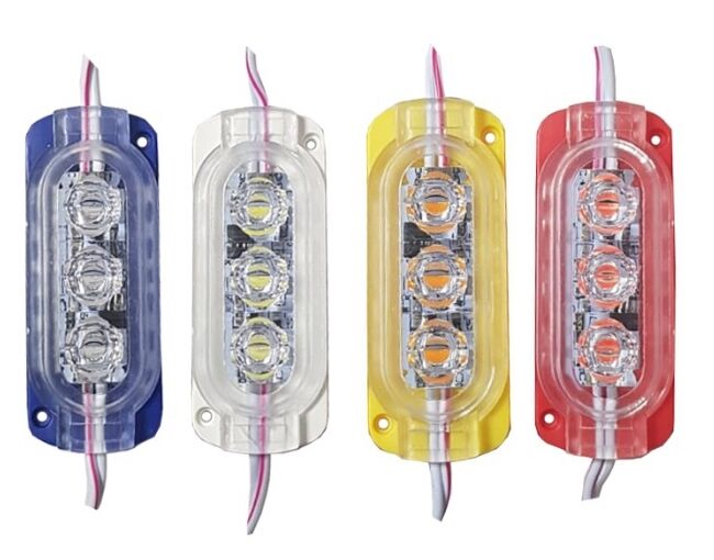 12 Volt 0.6 Watt Animasyonlu Çakar Modül Led 3 Ledli Beyaz