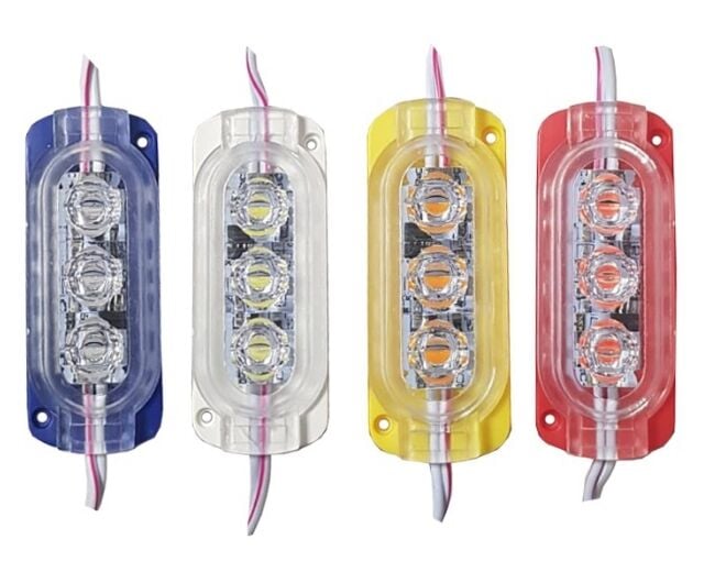 12 Volt 0.6 Watt Animasyonlu Çakar Modül Led 3 Ledli Kırmızı-Mavi