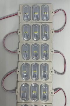 12 Volt Dar Açılı 3'lü Modül Led Beyaz (5 Adet)