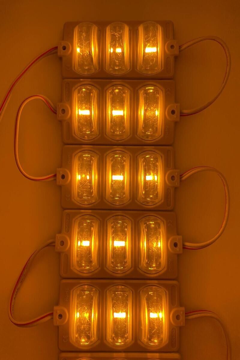 12 Volt Dar Açılı 3'lü Modül Led Amber (Sarı) (5 Adet)
