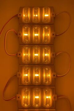 12 Volt Dar Açılı 3'lü Modül Led Amber (Sarı) (5 Adet)